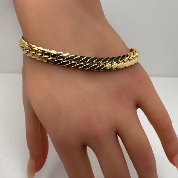 18K Genuine Gold Cobra Chain Bracelet 8" (7.7mm) - Picture 3 of 10